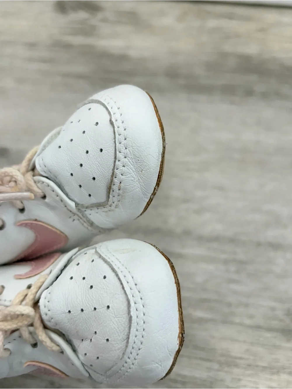 Vintage Nike Baby Crib Shoes White Pink Leather Infant